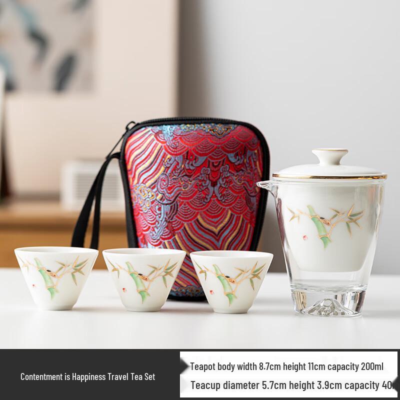 MeiLAN Portable Ceramic Gongfu Travel Tea Set