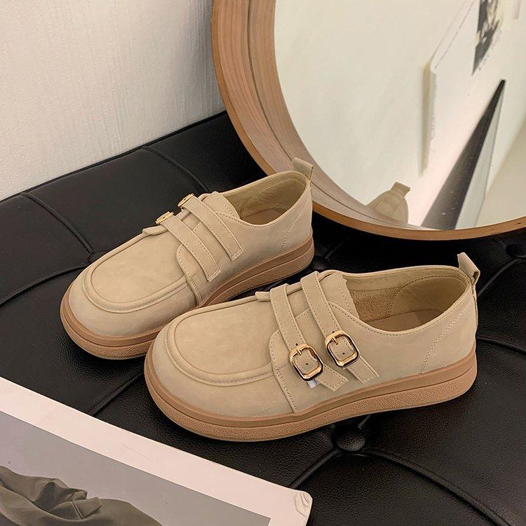 

Натуральная кожа британские маленькие кожаные туфли платформа женские туфли-лодочки на одной педали 2024 весна новинка универсальные легкие лоферы на мягкой подошве 40