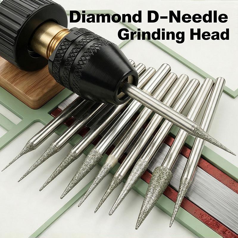 6Pcs 1-4Mm Diamond Grinding Head Needle Bits Burrs Engraving Carving Tool 2.35Mm Shank Diameter