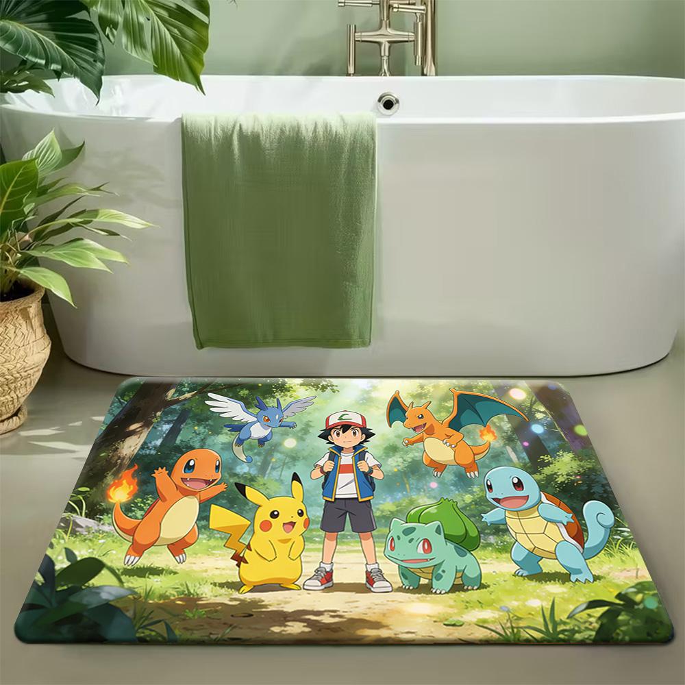 Cute Pink Fluffy Creature with Macaron Print Doormat Non-Slip Absorbent Floor Mat for Indoor Entrance 40x60cm