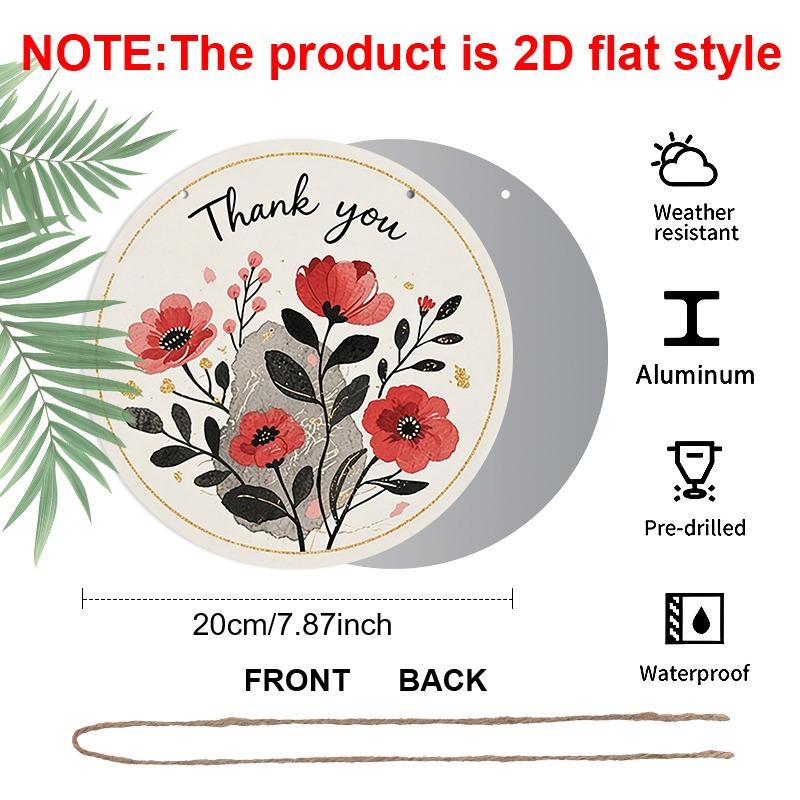 2D Flat Retro Aluminum Wall Stickers in Various Sizes. Watercolor Poppy Flower Thank-you Sign for Teachers. A Retro and Elegant Floral Pendant