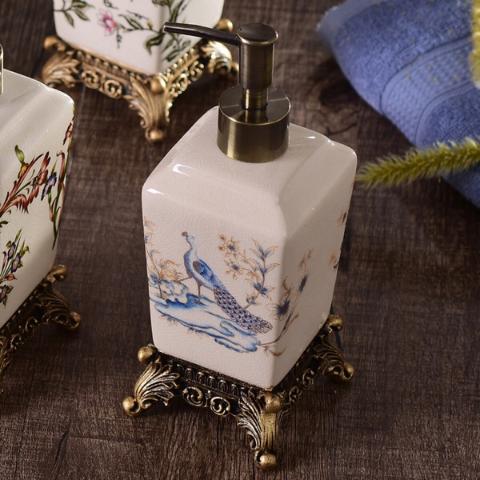 Bottiglia in Ceramica Stile Cinese per Lozione Vintage Portatile Bottiglia per Lozione Shampoo Acqua Dispenser Sapone per la Casa Accessori da Bagno