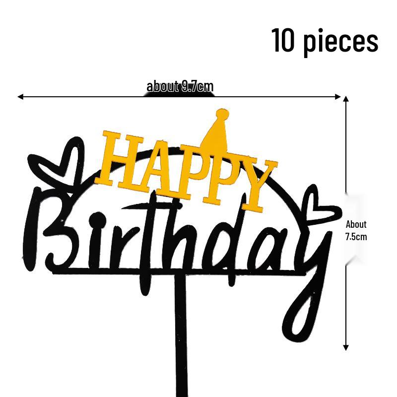 50 Stück Goldene Acryl-Kuchenstecker - Geburtstag, Festival, Muttertagsfeier