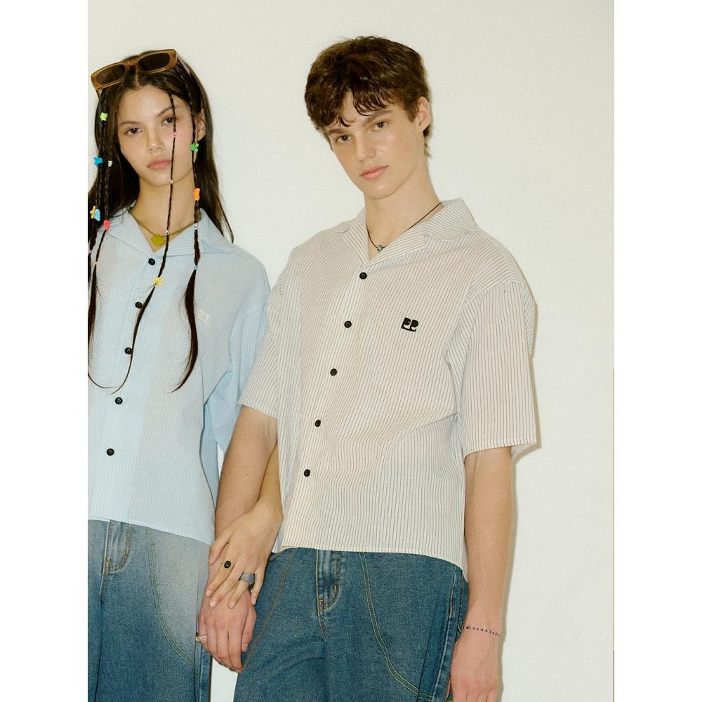 

FREI Полосатая льняная рубашка OFF WHITE