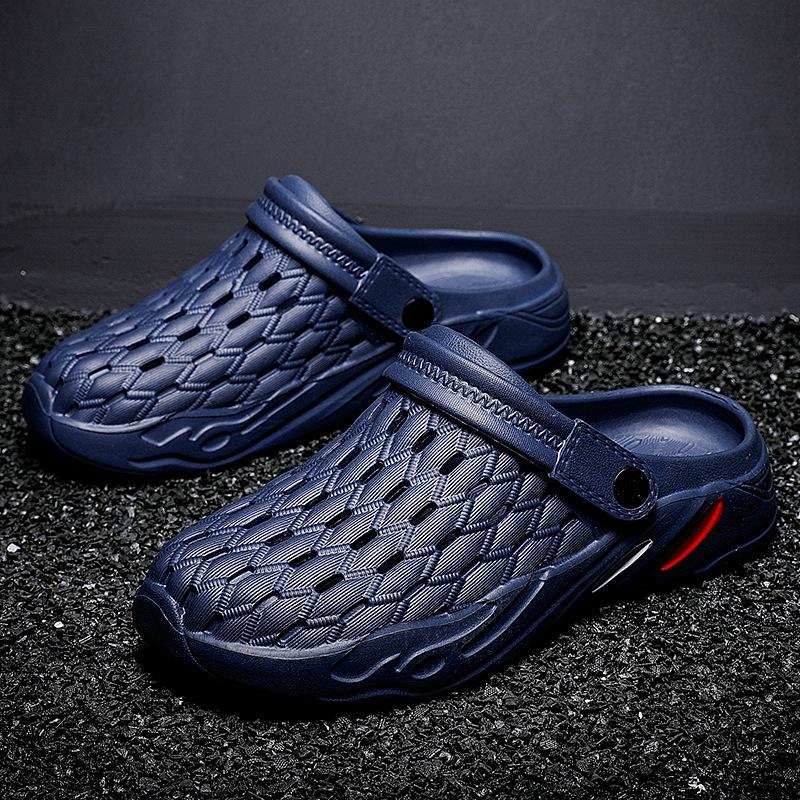 Pantoufles respirantes ajourées pour hommes, chaussures de plage d'été, pantoufles d'extérieur/intérieur, nouvelle mode