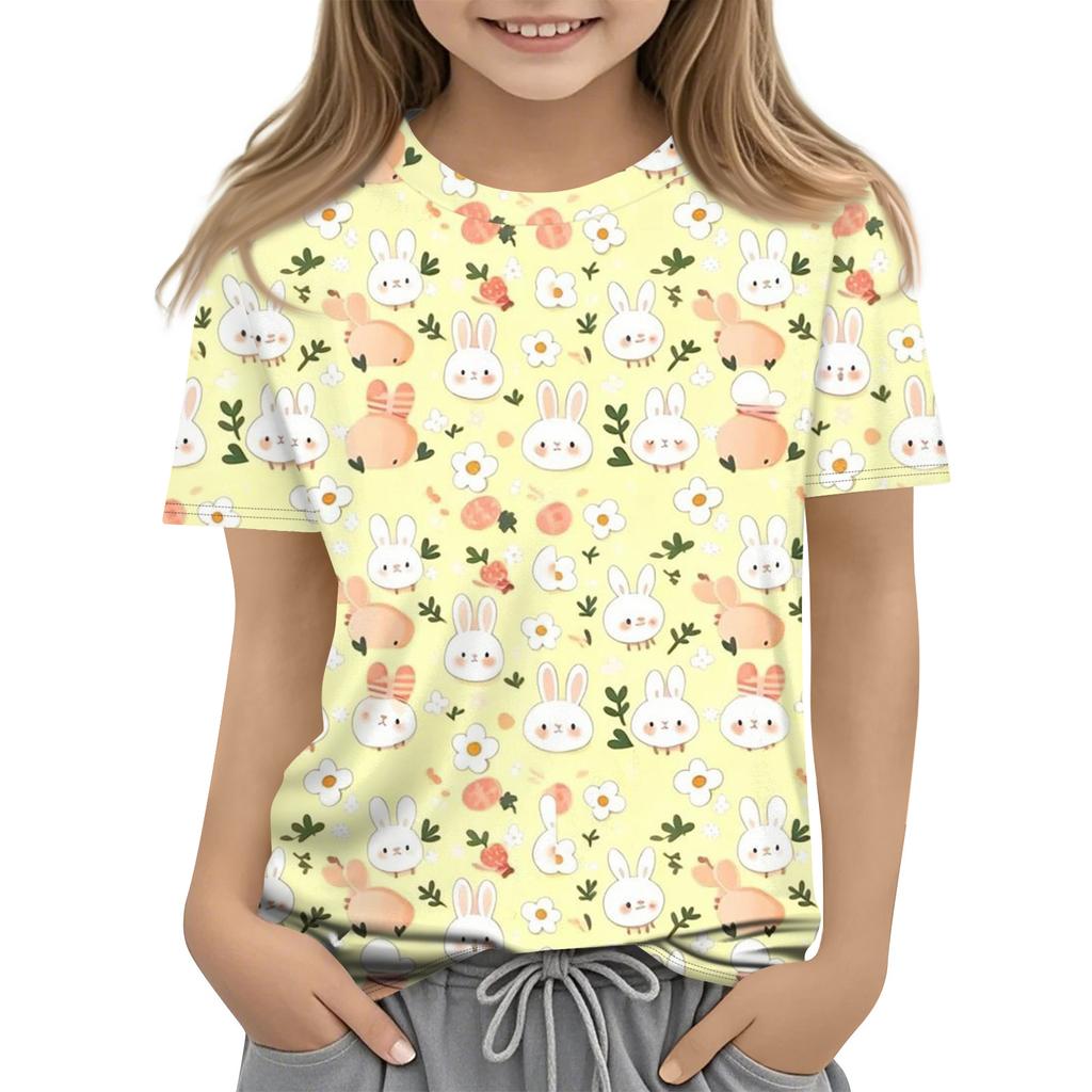 Children's Easter Printed Round Neck Short Sleeved Casual T-shirt
