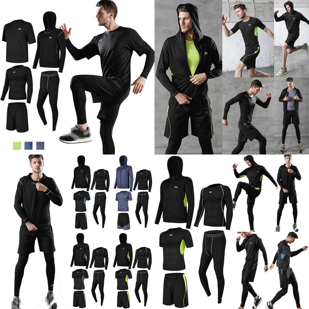 Premium 5pcs Men's Gym Jogging Set With Breathable Quick-dry Fabric And Hoodie