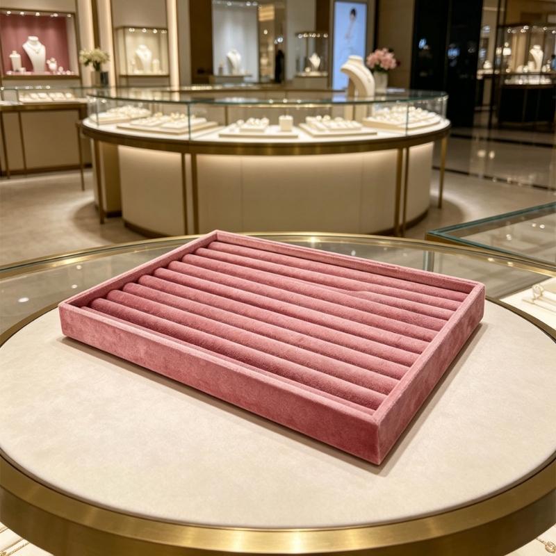 Jewelry Storage Tray Fabric Lined 35x24cm Container For Rings Necklaces Earrings And Bracelets Featuring Secure Structure