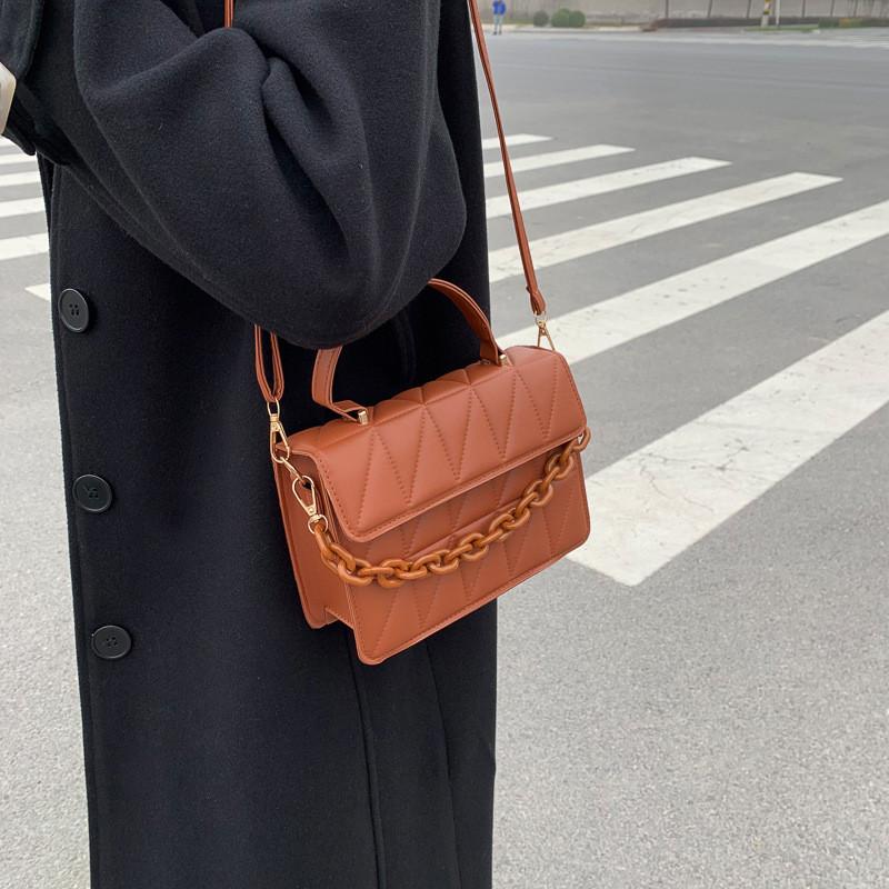 Small Fashion Pu Crossbody Bag With Embroidered Diamond Pattern For Casual Daily Use