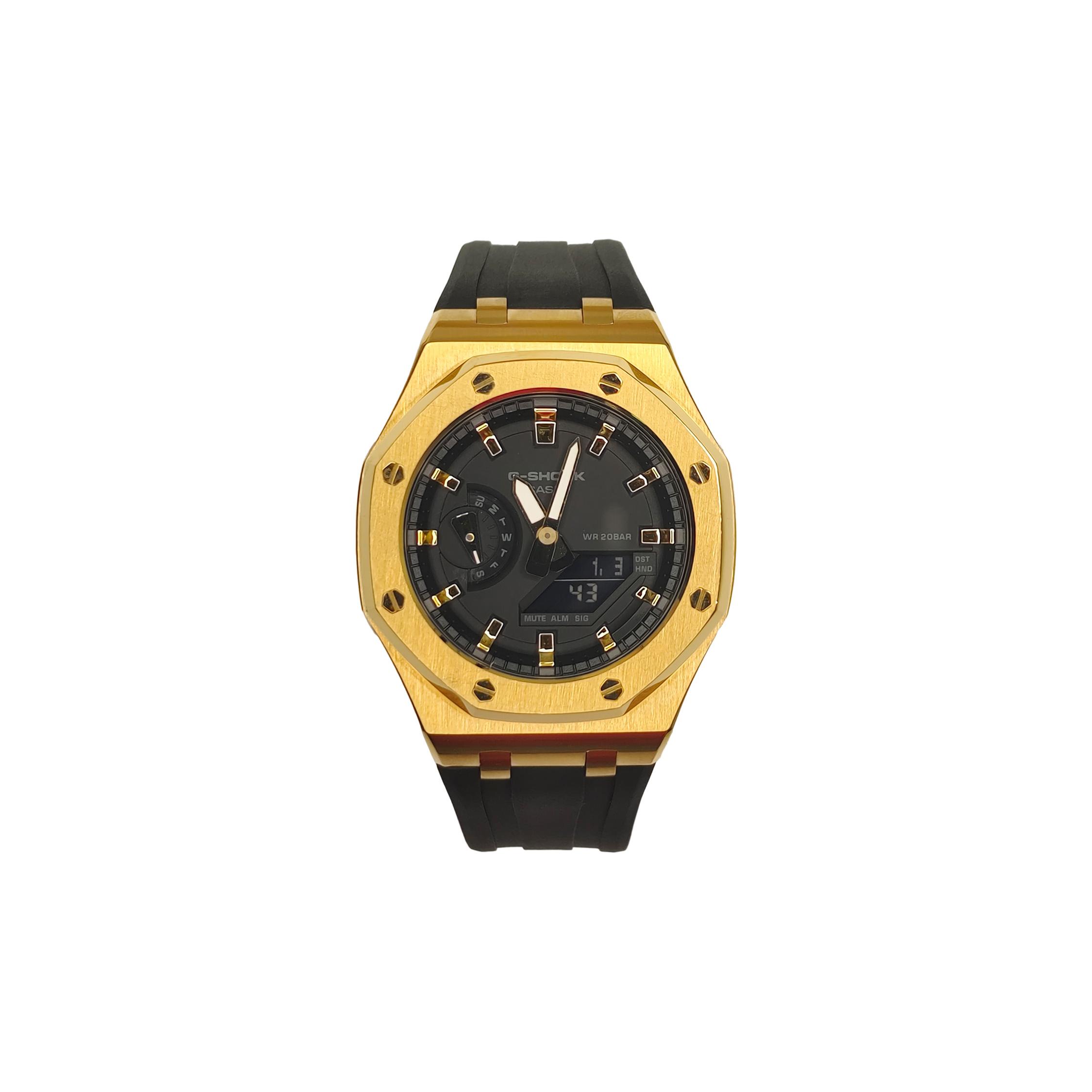 

CASIO Men Liquid Crystal,Analog Dual Display Series 44mm Black Watch GA-2100-1A1(Watch3--) Offshore Gold Samurai