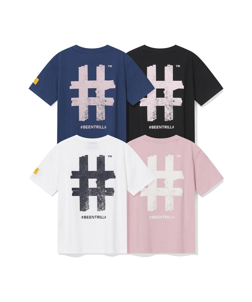 BEENTRILL Women'S Stamp Hashtag Short Sleeve T-Shirt (Black)