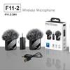 F11-2 F15 3-in-1 Wireless Lavalier Microphone Dual Mic Noise Cancellation Mini Clip-On for iPhone Android Live Streaming Vlog