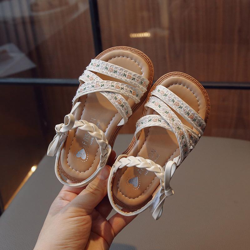 Korean Style Bowknot Princess Flat Sandals For Kids Girls Summer 22