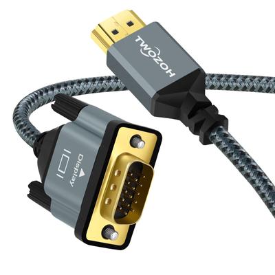 Twozoh HDMI To VGA Cable 5M Aluminum Alloy Shell Nylon Braided Gold Plated Support & 1080P/60HZ