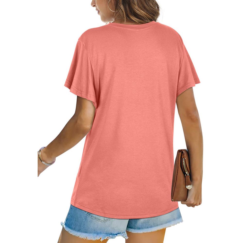 European & American Women's Solid Color Twist Short Sleeve Round Neck T-Shirt
