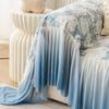 Universal Chenille Sofa Cover French Ruffled Edge Creamy Aesthetic Flower Pattern Anti-Slip Gradient Couch Cushion Mat