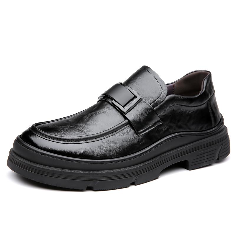 Fashion Retro Style Men Business Shoes Luxury Brand Thick Bottom Comfy Leather Derby Shoes High Quality Non-Slip Mens Casual Shoes