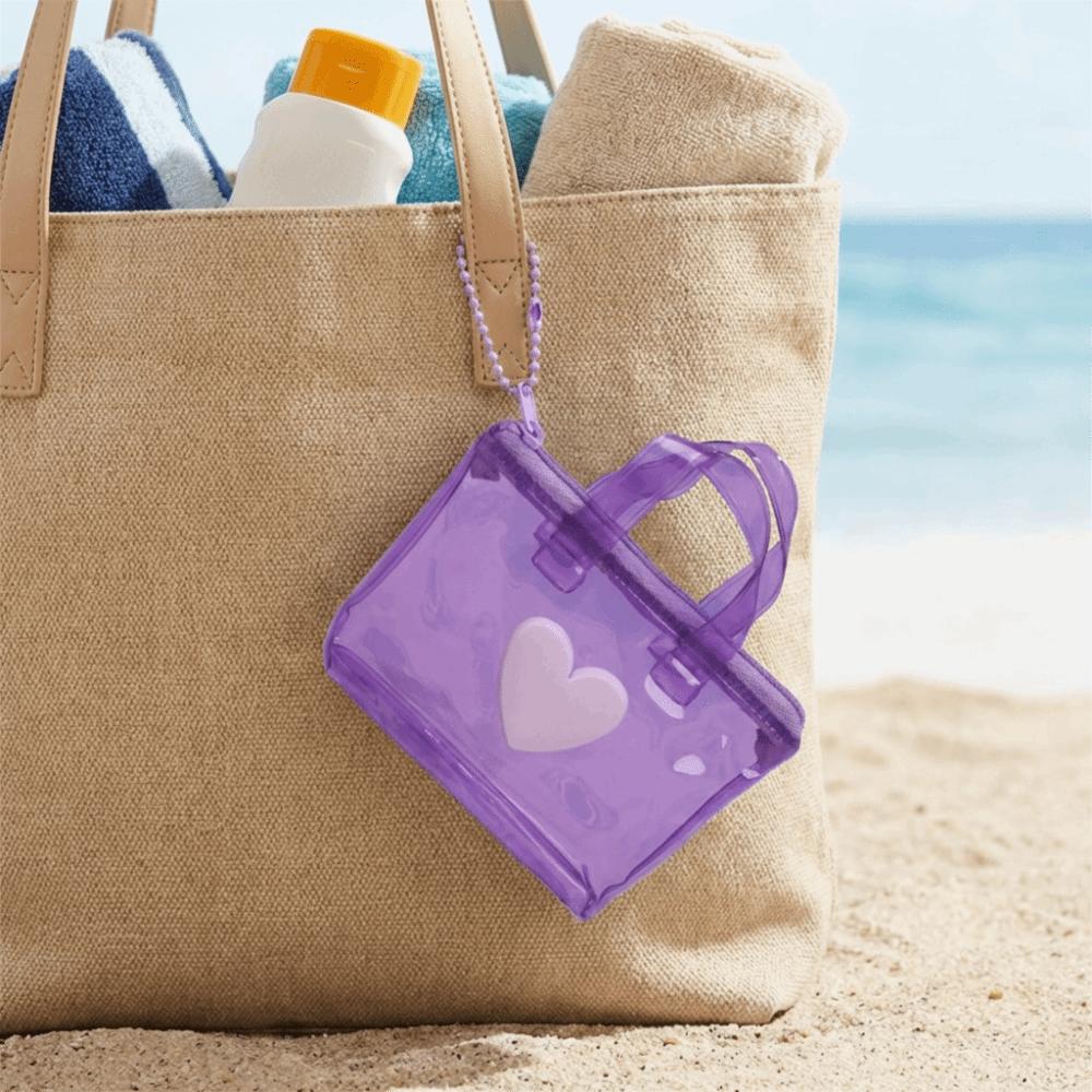 Compact Solid Color Heart-Shaped Storage Bag Mini Waterproof Coin Purse Handheld Keychain Earphone Bag Water Splashing Festival