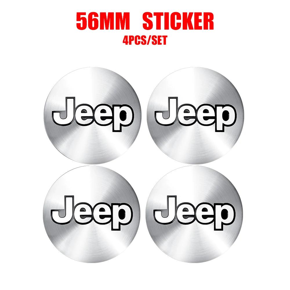 For Jeep 4pcs 56/60mm Wheel Hub Caps Sticker Car Emblem Badge Decoration For Jeep Jk Compass Cherokee Gladiator Patriot Liber