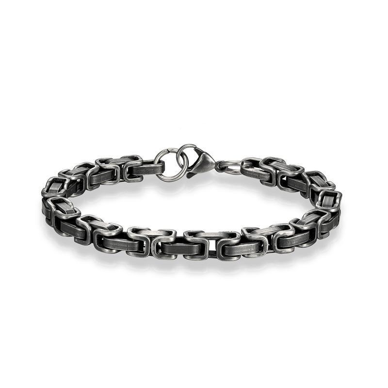 MKENDN Retro Link Chain Bracelets for Men Overlap Interlocked Curb Chain Stainless Steel Punk Cubic Chain Male Jewelry