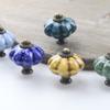 2pcs Vintage Ceramic Pumpkin Handle Furniture Cabinet Drawer Single Hole Handle With Screw Clothing Cabinet Door Handle