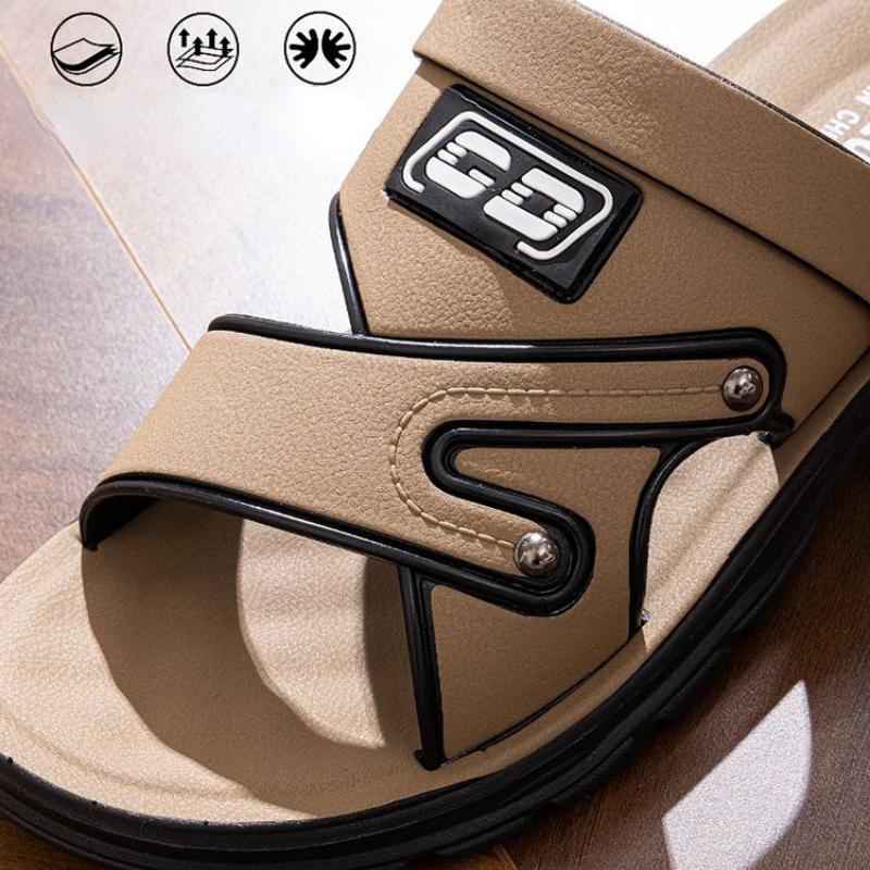 Men's Sandals  New Leather Thick Sole Beach Summer Outdoor Wear  Waterproof No-Slip Slippers