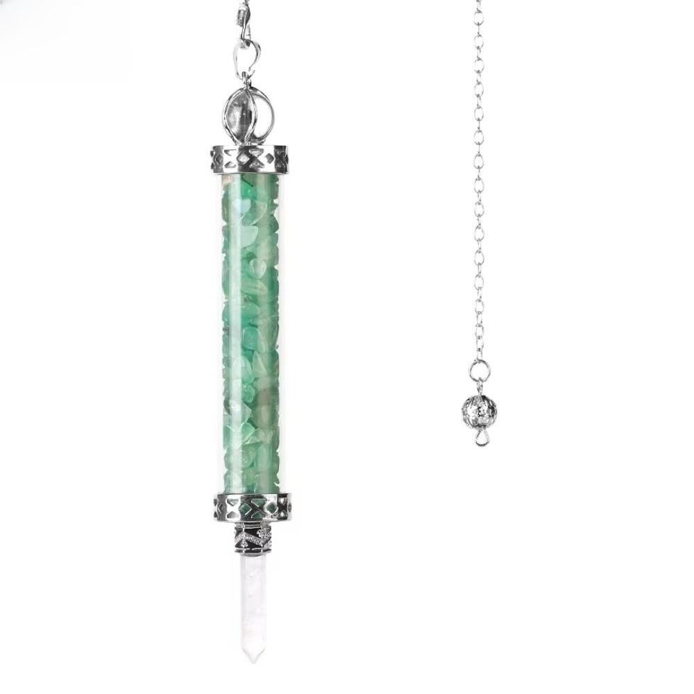 Crystal Stone Quartz Pendulum with Chain Pendant Design Wishing Bottle Pendulum Long Shape Clear Quartz Dowsing Pendulum