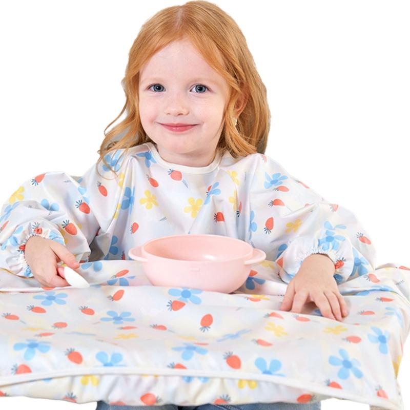 Baby Feeding Bib with Integrated Table Cover Water Resistant and Stain Resistant for Most High Chairs Comfortable Wear