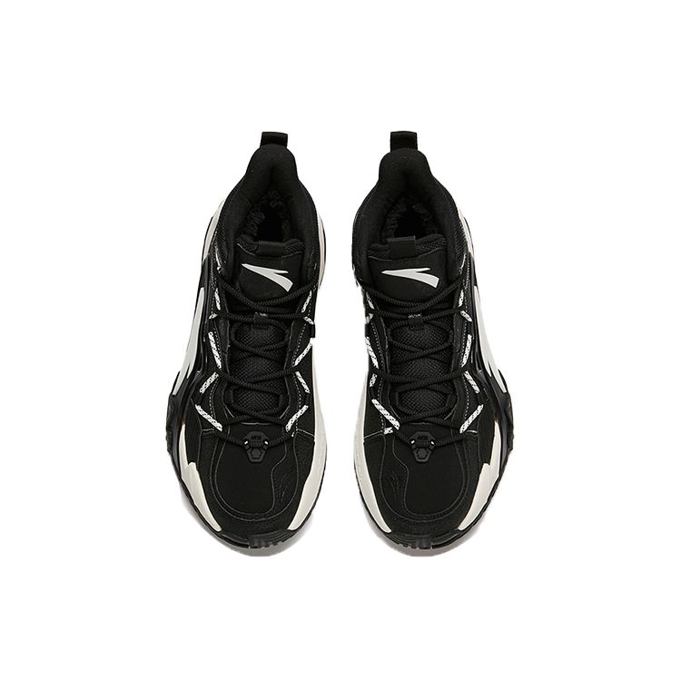 Anta Basketball Series Wear-Resistant Non-Slip Mid-Top Basketball Shoes Men Sneakers Black White 112141623-2