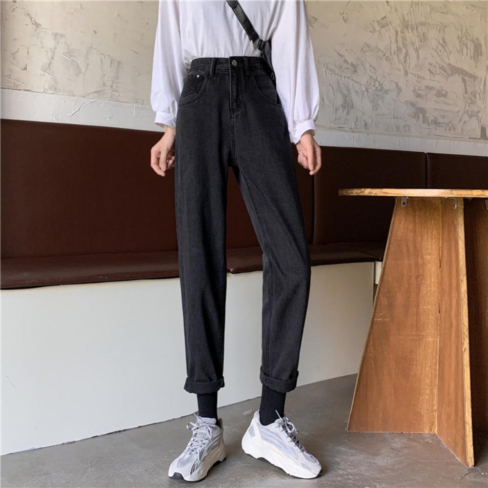 Fashion jeans 2025 autumn and winter new jeans high waist thin small retro straight pants tide