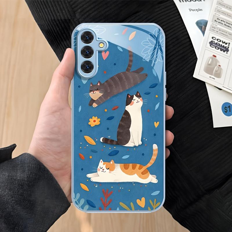 Cat and Orange Cat tempered glass phone case suitable for Samsung GalaxyS26 S25 S24 S22 S21 S20FE/Ultra/Plus anti drop backcover Galaxy S22  5G