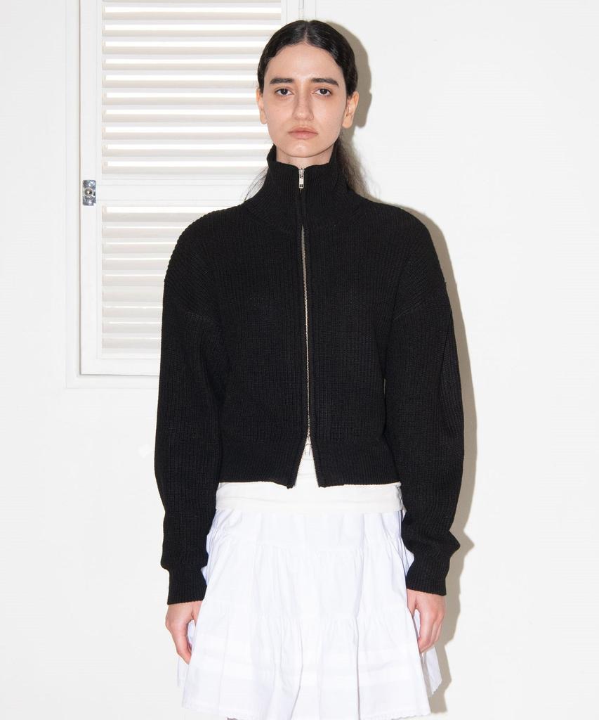 Mais Two Way Knit Zip-Up Cardigan / Black