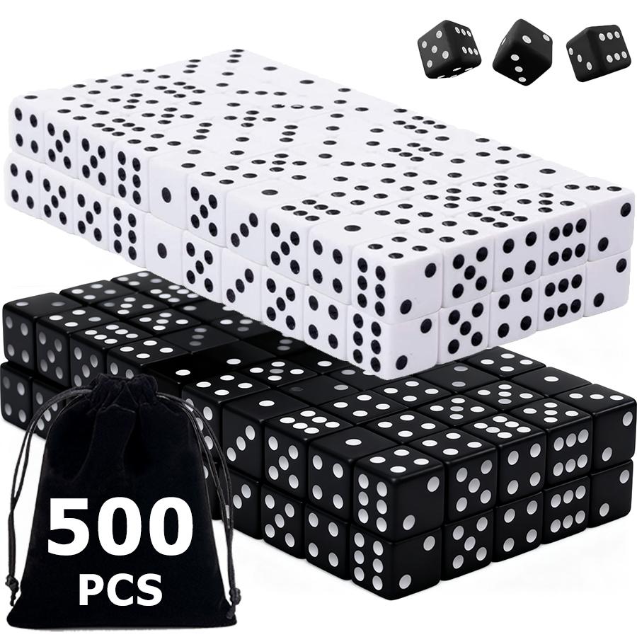 

500pcs 8mm Square Corner Dice & Storage Bag Ideal for Tabletop Games, Party Activities, Leisure Games & DIY Craft Props