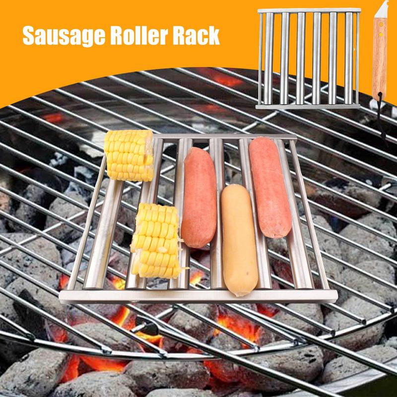 Hot Dog Roller Basket Multifunctional Hot Dog Roller Grill Outdoor Sausage Grilling Tool Camping Gear For Picnic Travel Daily