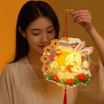 Cartoon Rabbit Lanterns Glowing Luminous Mid-Autumn Festival Lantern DIY Handmade Lantern DIY Material Package Party Decoration