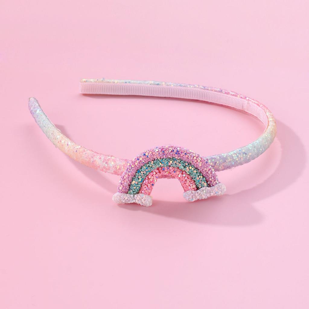 Fasce per Capelli Arcobaleno Cucite con Paillettes, Fatte a Mano, per Bambini, Vendita Calda Transfrontaliera, Tessuto Semplice Fresco Dolce per Esibizioni