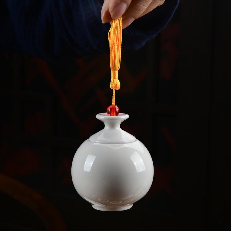Mini borcan ceramic Retro Home portabil mic ceainic cu ambalaj mic pentru ceai sigilat din porțelan rotund cutie de depozitare recipient pentru ceai