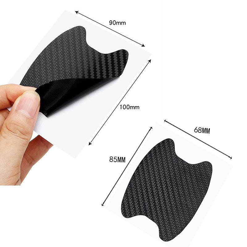 4 Pcs/set Carbon Fiber Car Door Handle Anti-scratch Car Stickers Protective Stickers Exterior Waterproof Car Door Bowl Sticker