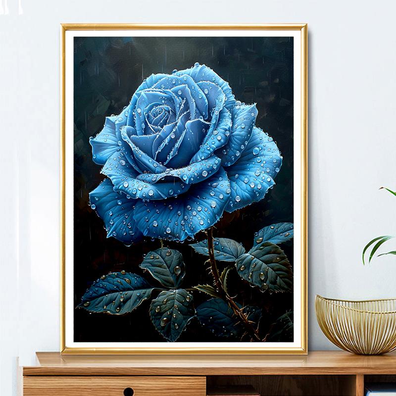 5d DIY Diamond Painting Cross Stitch Blue Rose Diamond Embroidery Flowers Mosaic Full Round Drill Home Decor