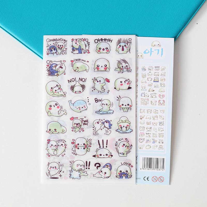 Creative Set of 6 Pieces of Japanese Paper Stickers Student Diy Hand Account Stickers Stationery Store Small Gifts Children's Cartoon Stickers