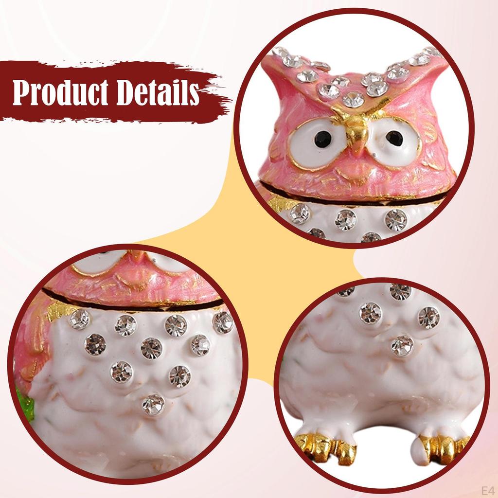 Jewelry Box Owl Trinket Holder Collectible Figurine Organizer for Bracelets Pendants