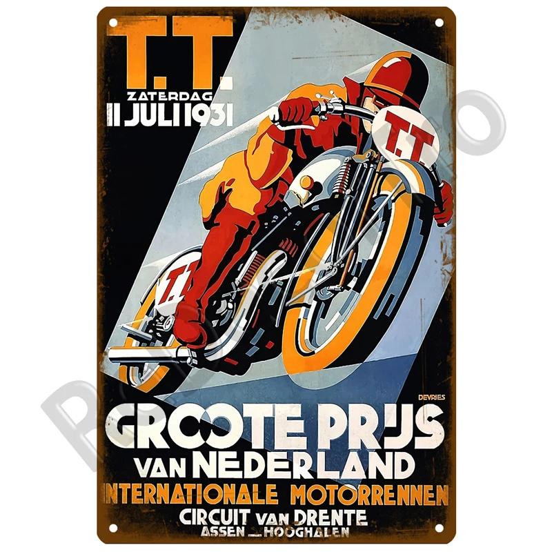 TT Races Vintage Wall Poster Vintage Retro Wall House Restaurant Decoration Plaque Metal Wall Decor Art Metal Sign Tin Sign ISLE