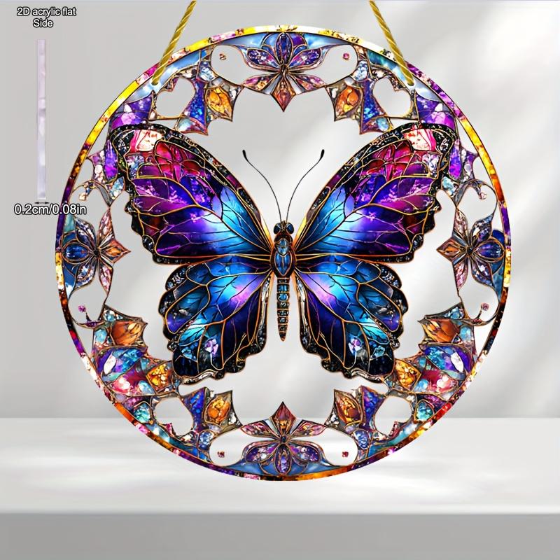 Vibrant Stained Glass Butterfly Garden Suncatcher, Colorful Insect Decor, Butterfly Enthusiast Ornament, Housewarming Present, Nurseries, Vintage Home