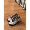 Korean version of gentle small silver shoes single shoes high-end light mouth with skirt French silver Mary Jane shoes small leather shoes