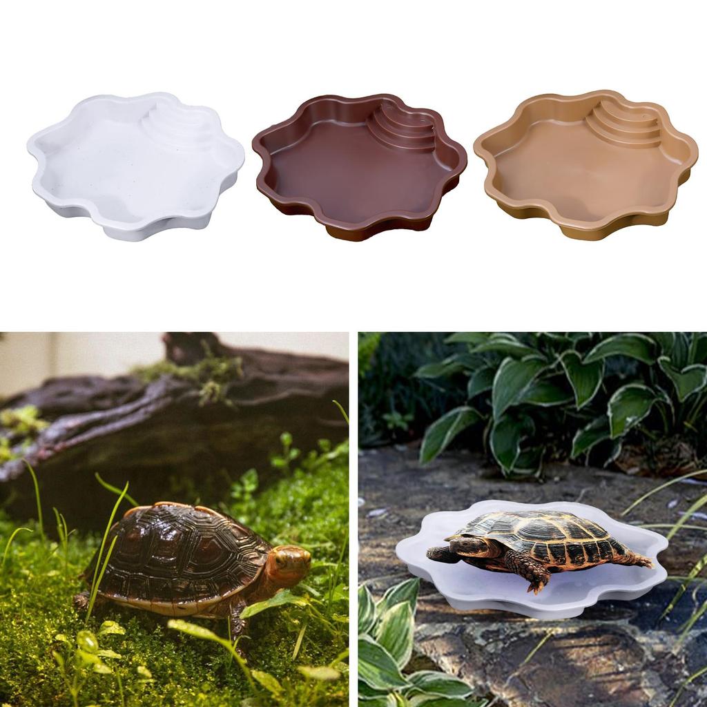 Turtle Water Bowl Aquarium Ornament Turtle Bath Terrarium Dish Plate Reptile Water Bowl for Turtle Tortoises Gecko Frogs Lizards