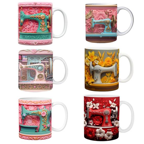 Háčkovaný hrnek Personalizovaný keramický hrnek na kávu Design s háčky a háčkovacími pomůckami Hrnek pro pletařky Dárek pro háčkující maminky Babičku Manželku Dceru