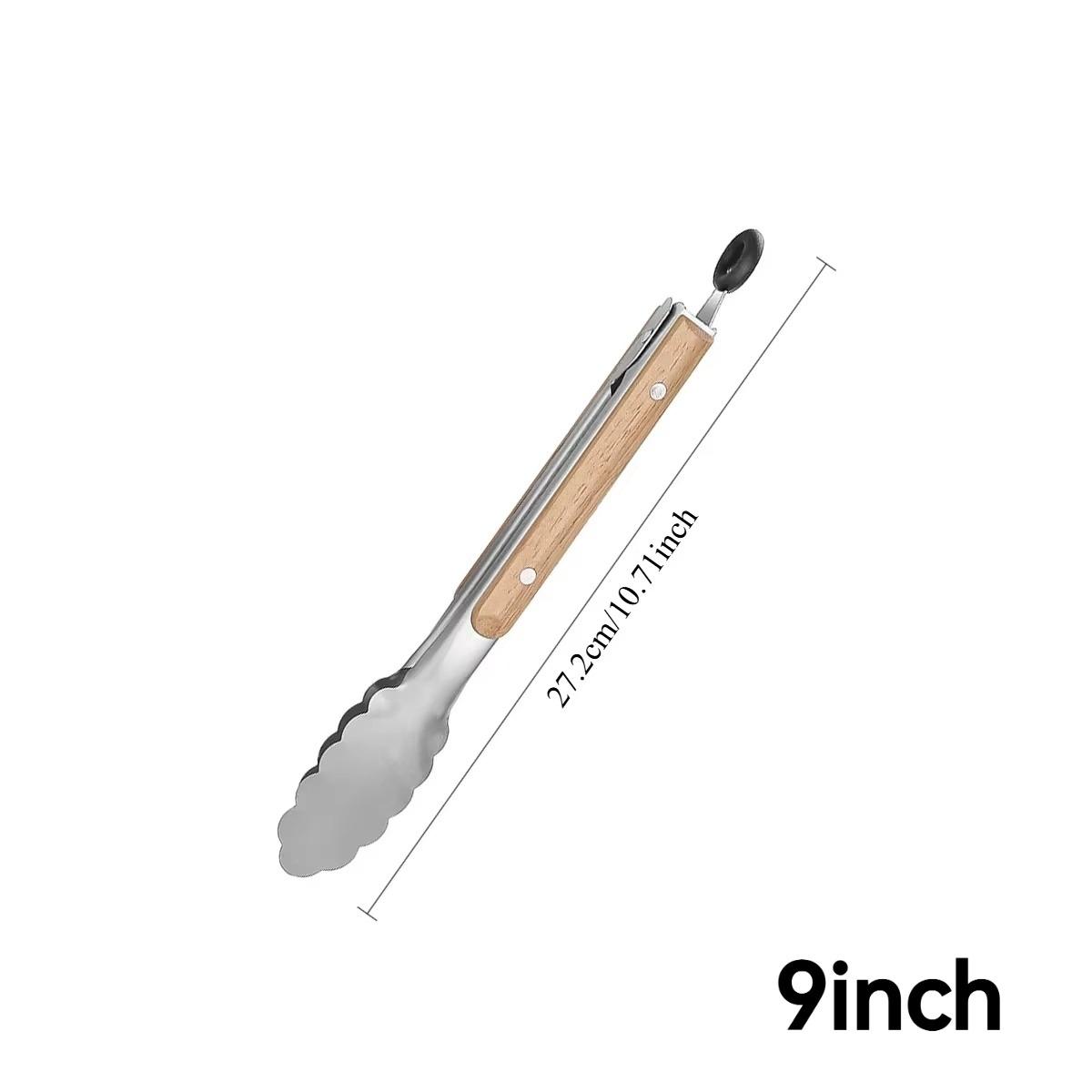 

Heavy Duty Stainless Steel Food Tongs with Wooden Handle, Heat Resistant BBQ Grilling Tool for Kitchen & Outdoor, 9-16 Inch