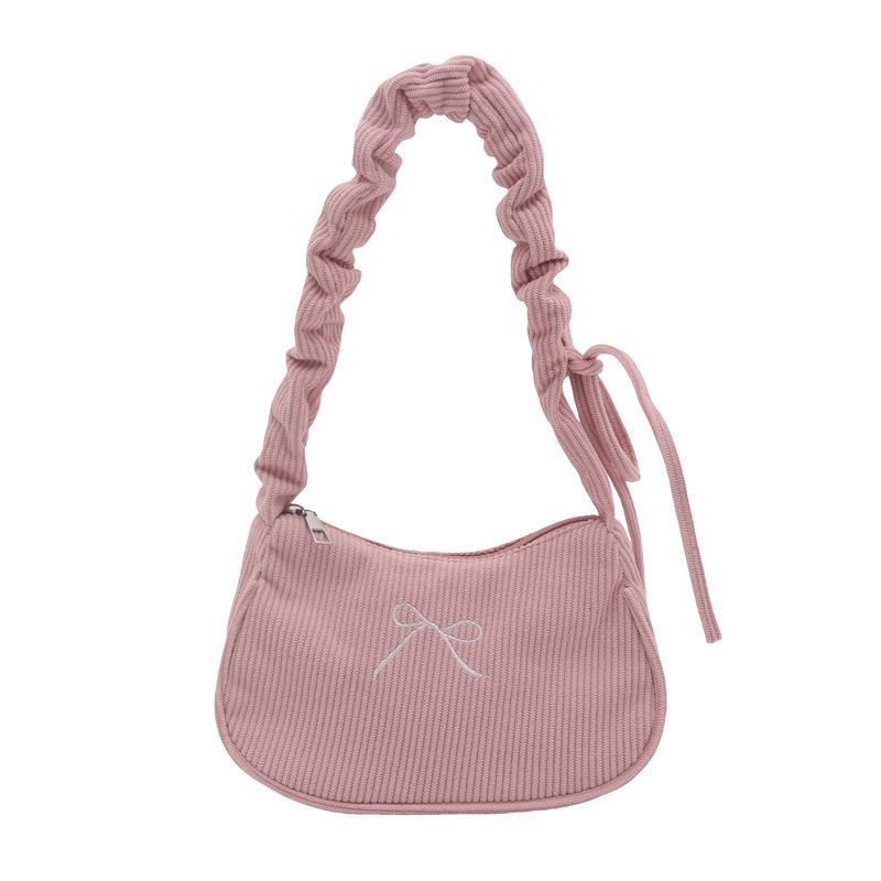 

ins fashion pleated portable small square bag women s bag 2025 spring new embroidered bow shoulder bag trendy armpit bag