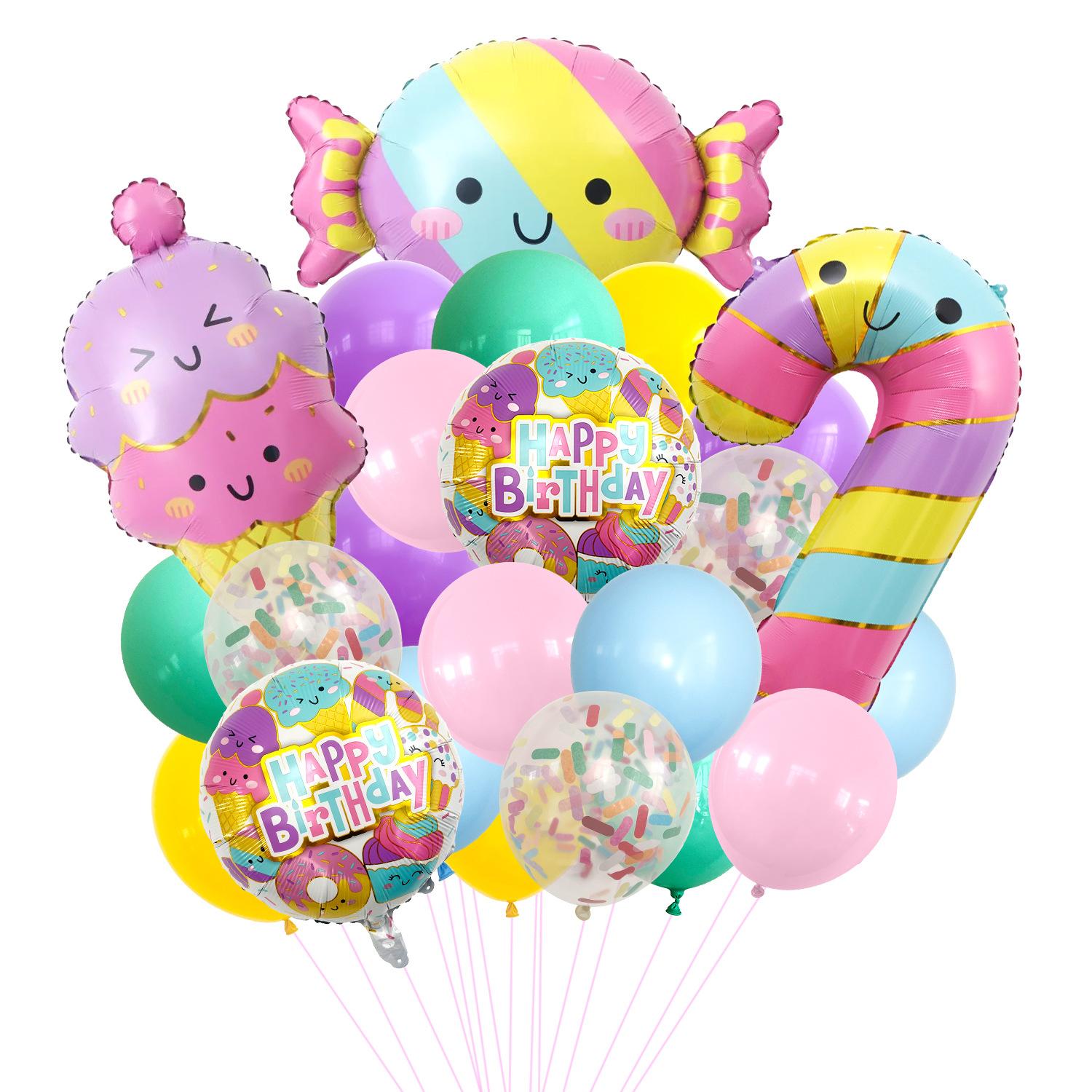 Cute Ice Cream Candy Ice Cream Aluminum Film Balloon Set Children S Birthday Balloon Decoration Supplies Double ice cream set
