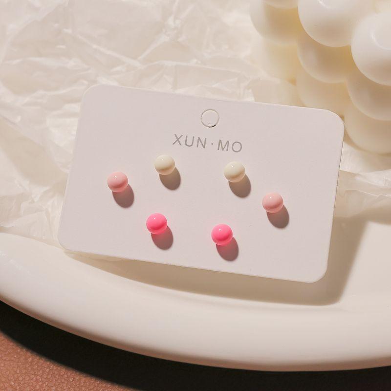 

Серьги-пусеты в стиле Ins из стерлингового серебра 925 пробы, серьги с дофамином, милые, свежие, стильные, с прозрачным цирконом, пусеты для пирсинга хряща уха [6 piece set] Pink beans (6mm)